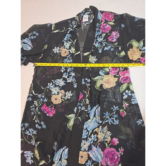 Helena Quinn X Zoe Report Georgette black floral kimono pockets tie One size New - Picture 10 of 11